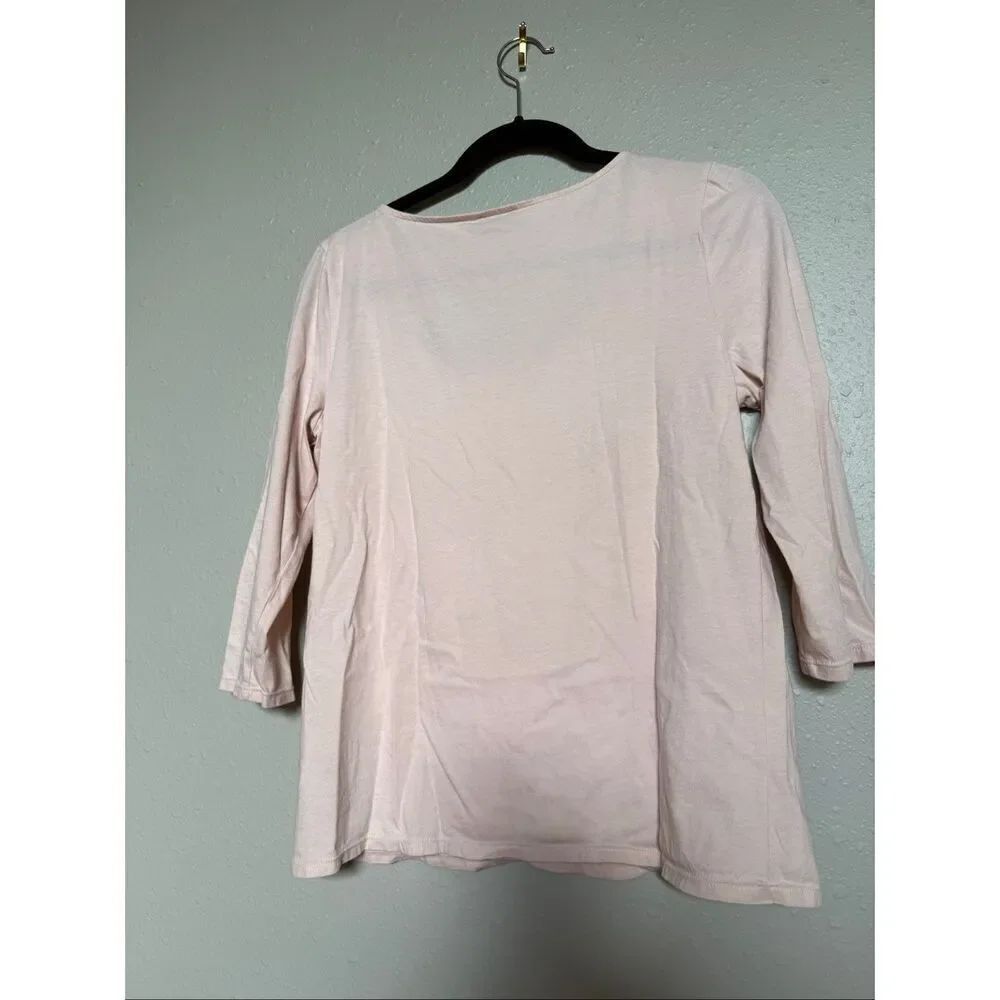 Talbots Pink Pima Cotton Embellished Neck Top Medium - Picture 6 of 10
